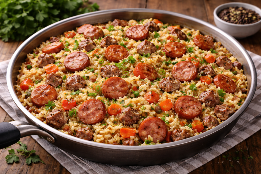 Arroz carreteiro simples e barato