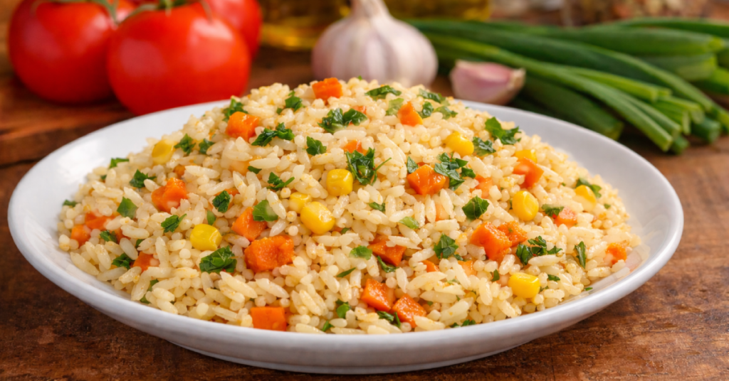 Arroz temperado simples para o dia a dia