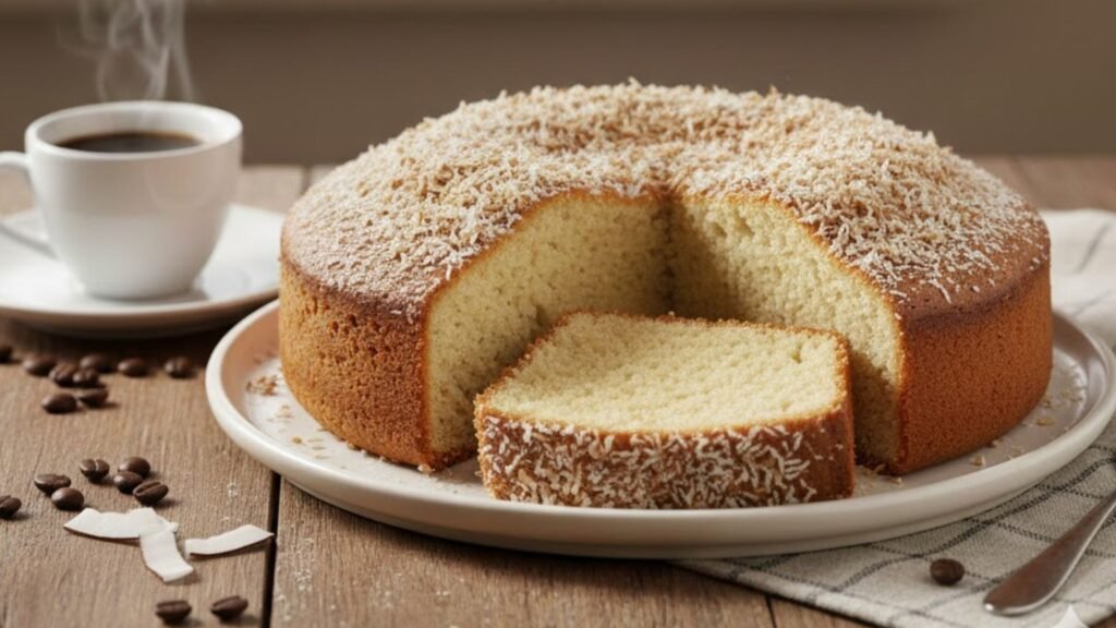 Bolo de coco simples e úmido