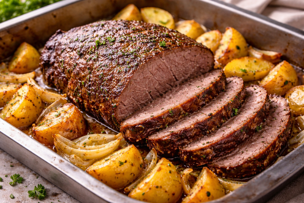 Carne assada simples no forno