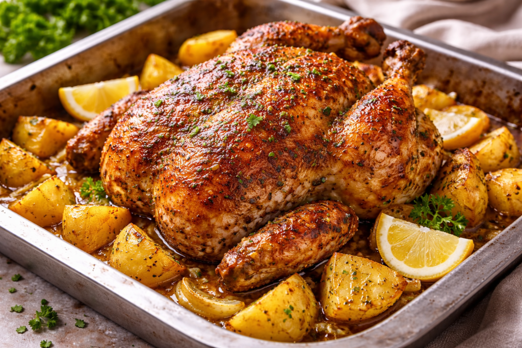 Frango assado simples e bem temperado