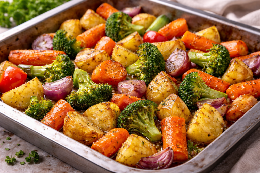 Legumes assados simples no forno