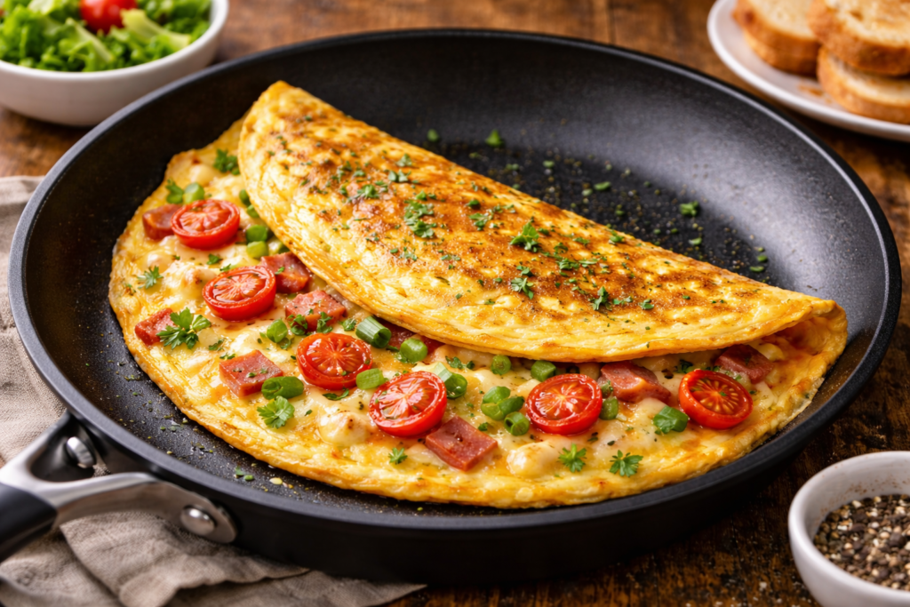 Omelete simples e rápido para o almoço ou jantar
