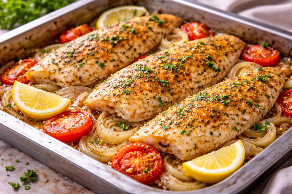 Peixe assado simples no forno