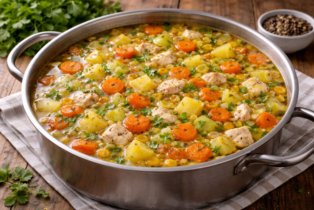 Sopa simples e barata para o jantar